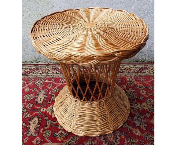 Rattan side table