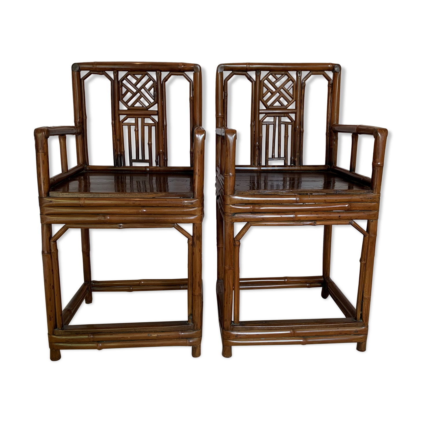 Paire de fauteuils chinois en bambou