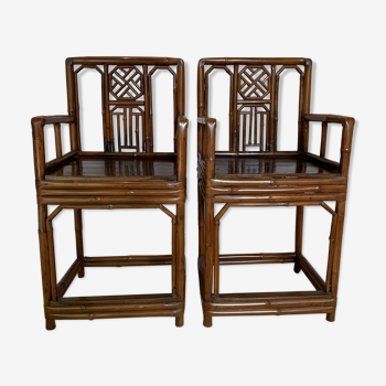 Paire de fauteuils chinois en bambou