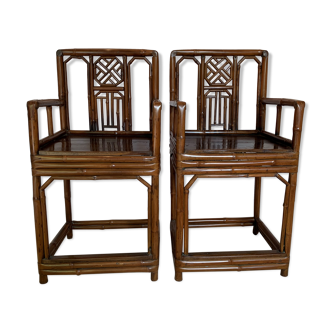 Pair of Chinese bamboo armchairs