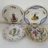 4 hand-painted earthenware plates in a holiday home style