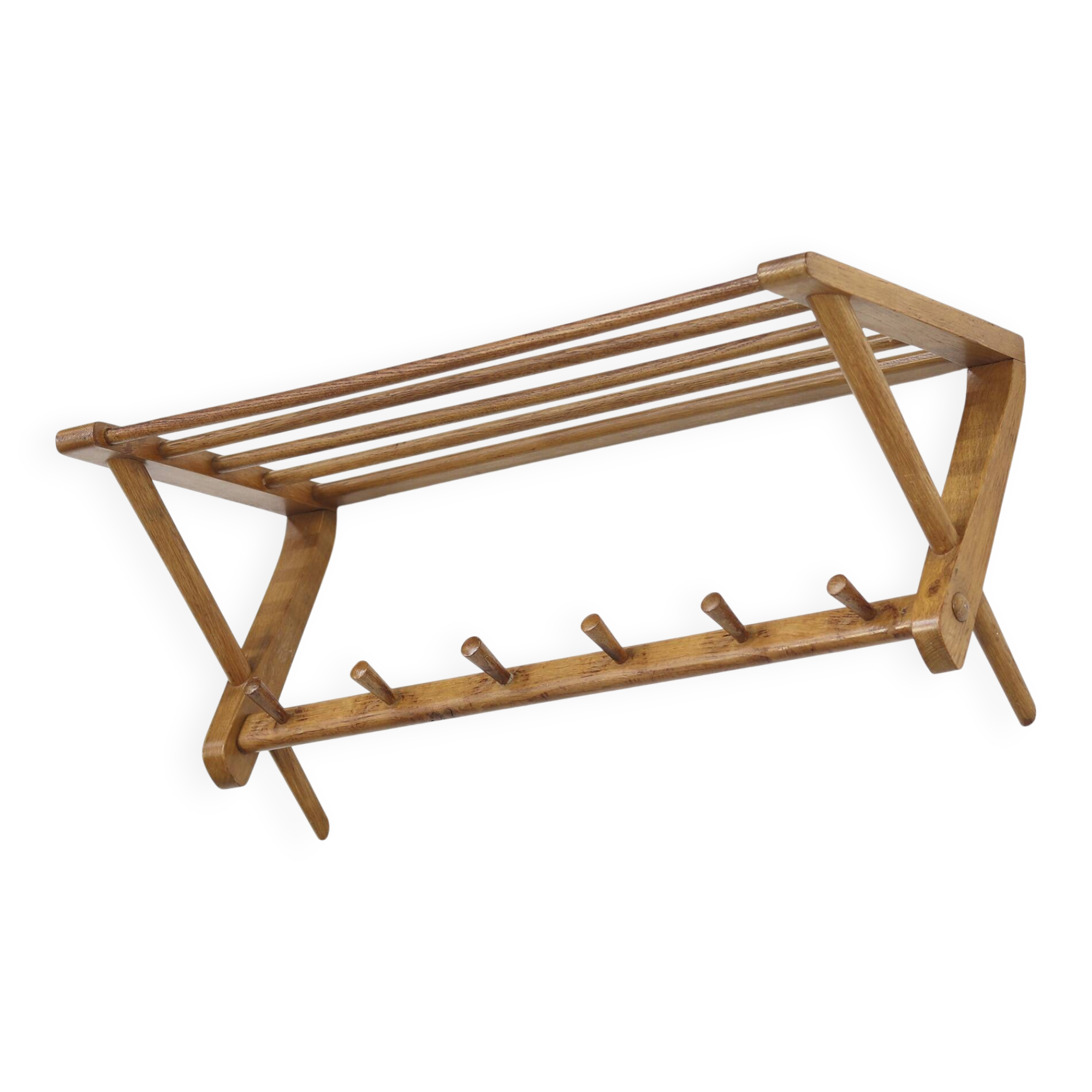Vintage Mid-Century Design Coatrack from Oak