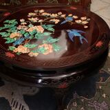 Circular wooden coffee table with bird decoration China Far East