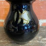 Antique st clement vase black ceramic painted decor vintage