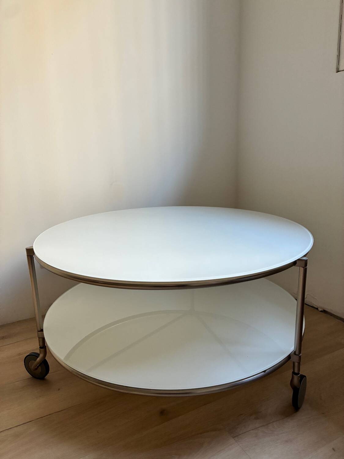 Round glass coffee table from Ikea, vintage 1980s, Designer Ehlen J