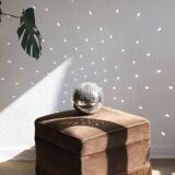 Large brown velvet pouf