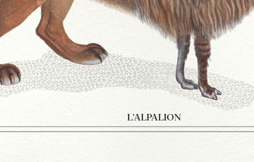 Set of 2 framed chimera lithography animal engraving