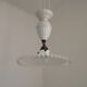 French Counter Balance Ceiling Light White Porcelain & Opaline Glass Shade