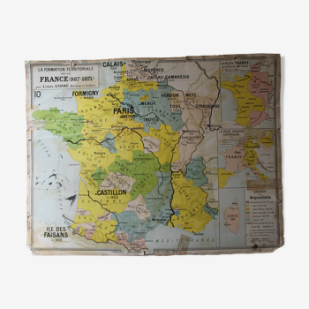 Carte scolaire ancienne n°9 - « Les Croisades » + n°10 "France 987-1871"