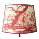 Abat-jour en tissu toile de Jouy rouge, déesse grecque Diane chasseresse