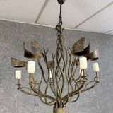 Vintage iron chandelier with rust patina circa 1980