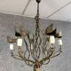Vintage iron chandelier with rust patina circa 1980