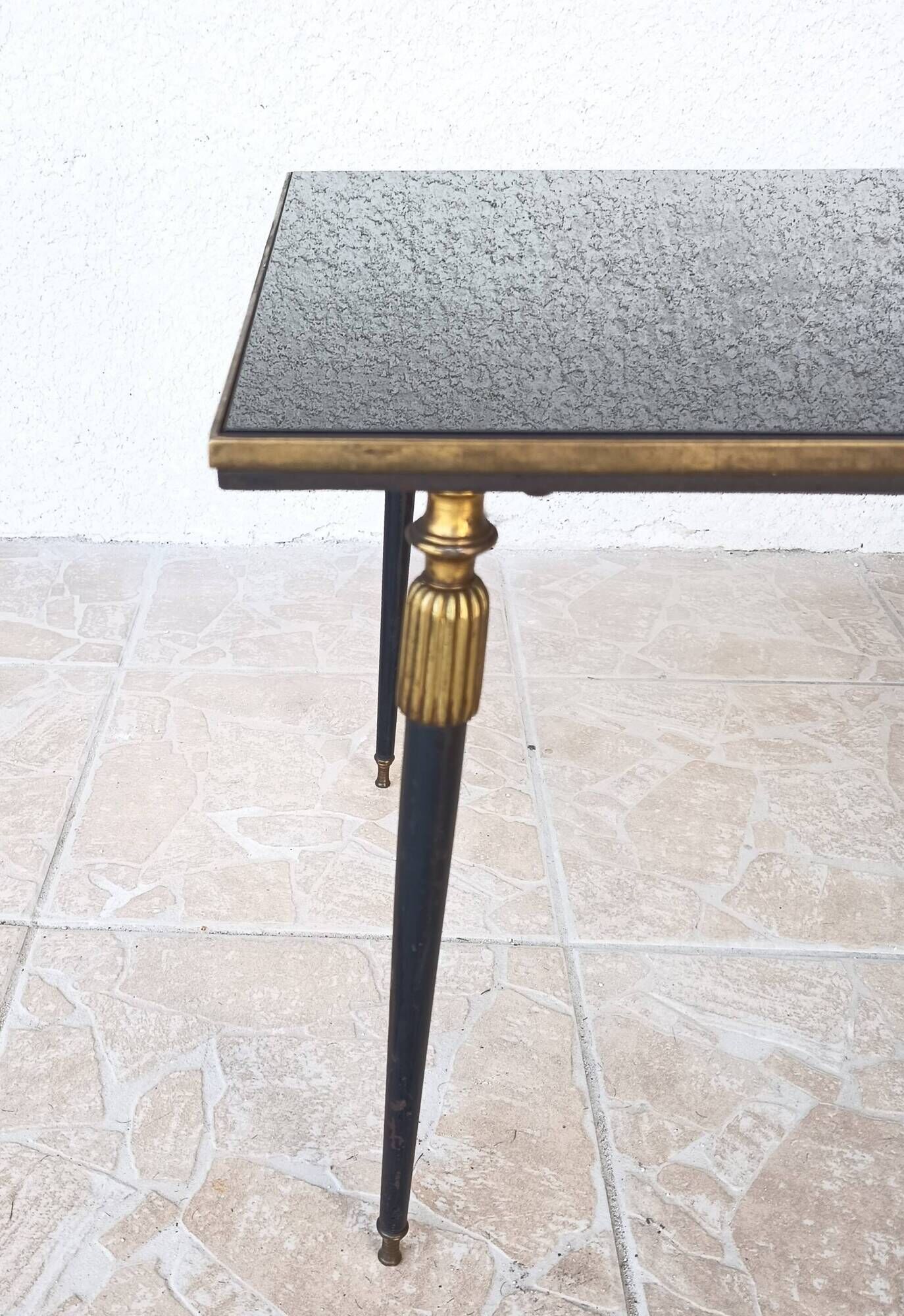 1960s metal and smoked glass coffee table
