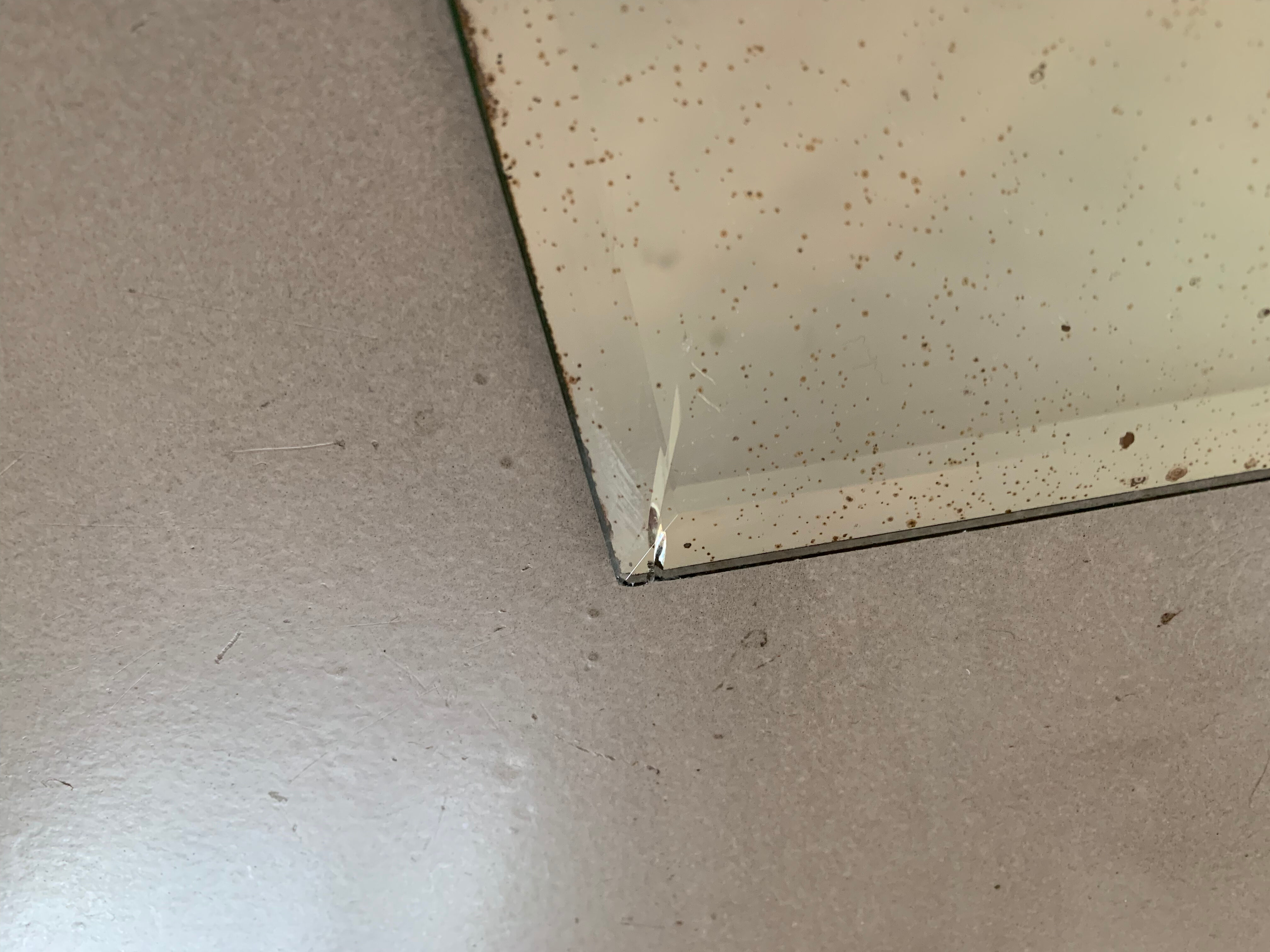 Antique beveled stitched mirror 38x54cm