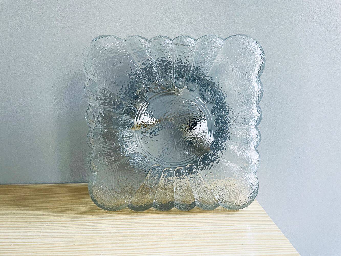 Spanish square textured glass flush mount lamp