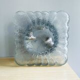 Spanish square textured glass flush mount lamp