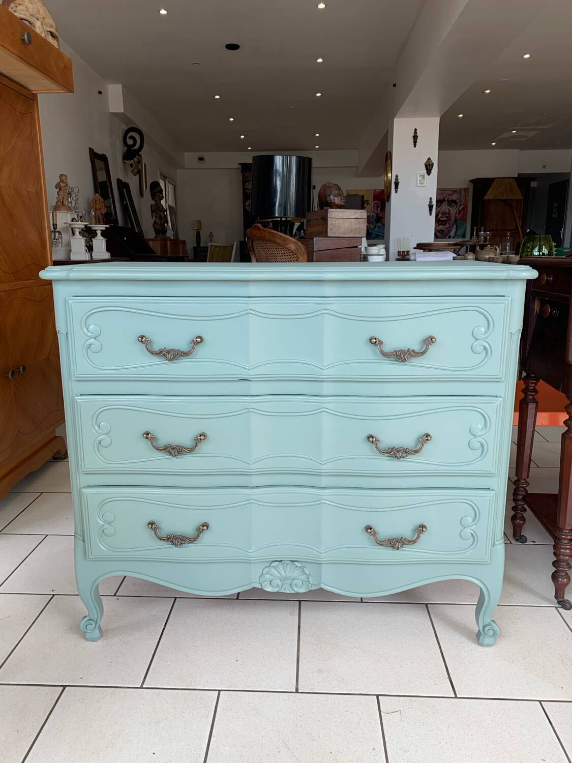 Commode style louis XV Verte