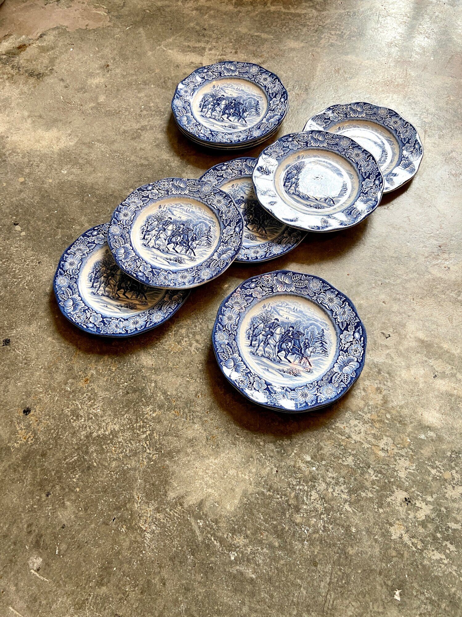 10 flat plates in English iron earth Liberty blue