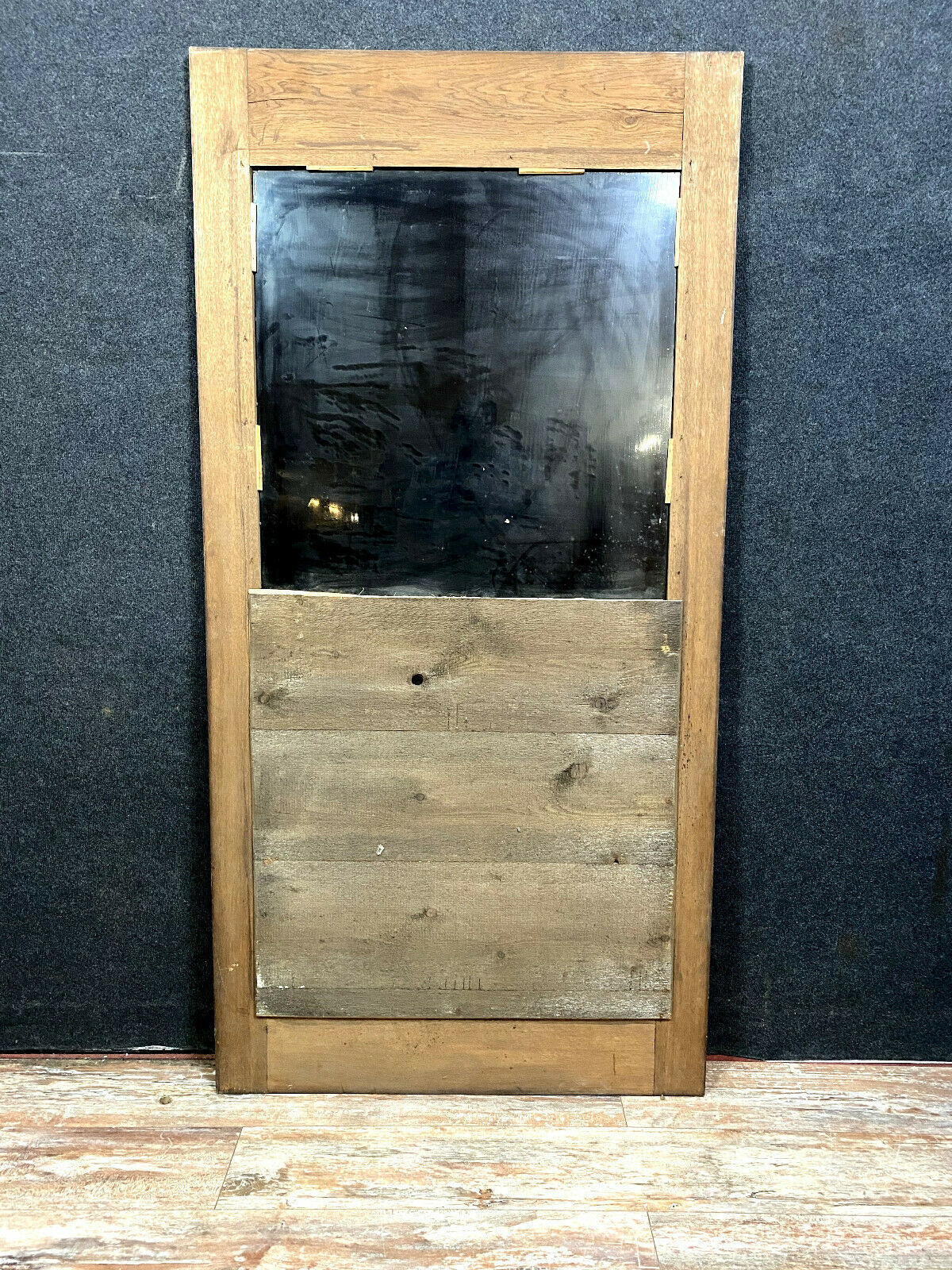 Mirror era art Nouveau in natural wood and copper pushed back - 188x92cm