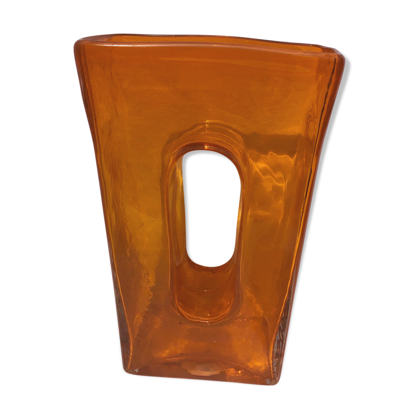 Pop Art Vase vintage orange glass paste year 70. Very good condition.