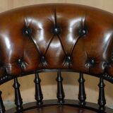 Victorian Captain Chesterfield Armchair in Restored Leather