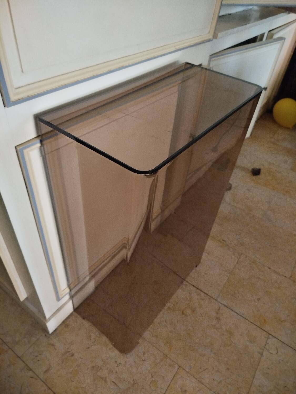 Console Michel Dumas in smoked plexiglass, 1970s.