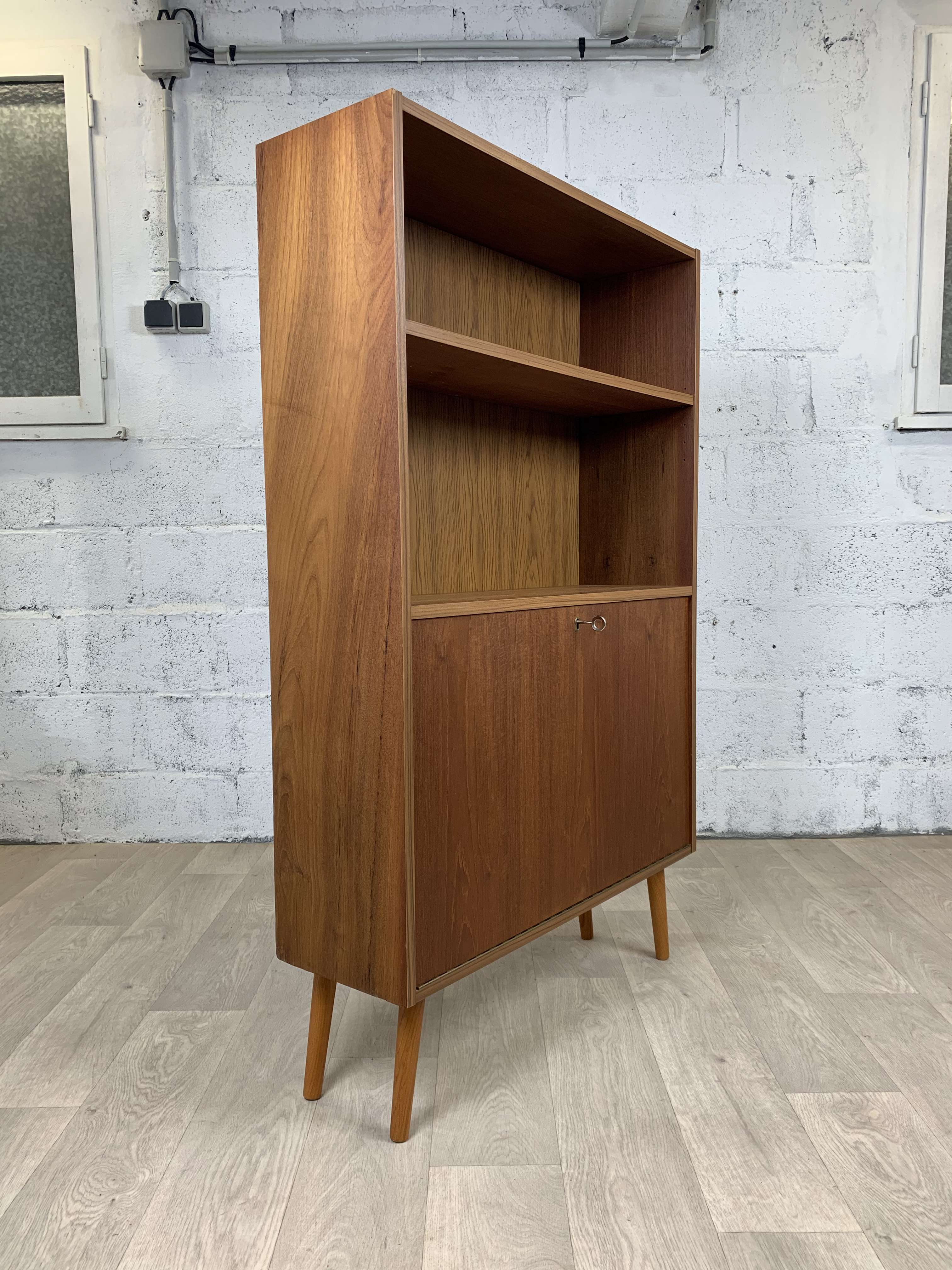Scandinavian vintage teak library, 60s