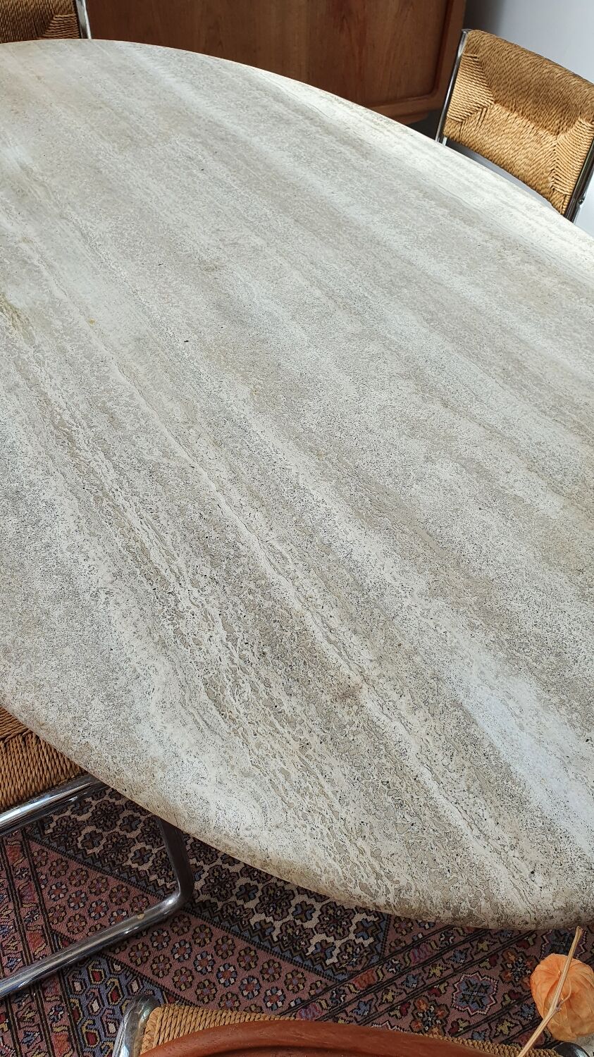 Travertine dining table