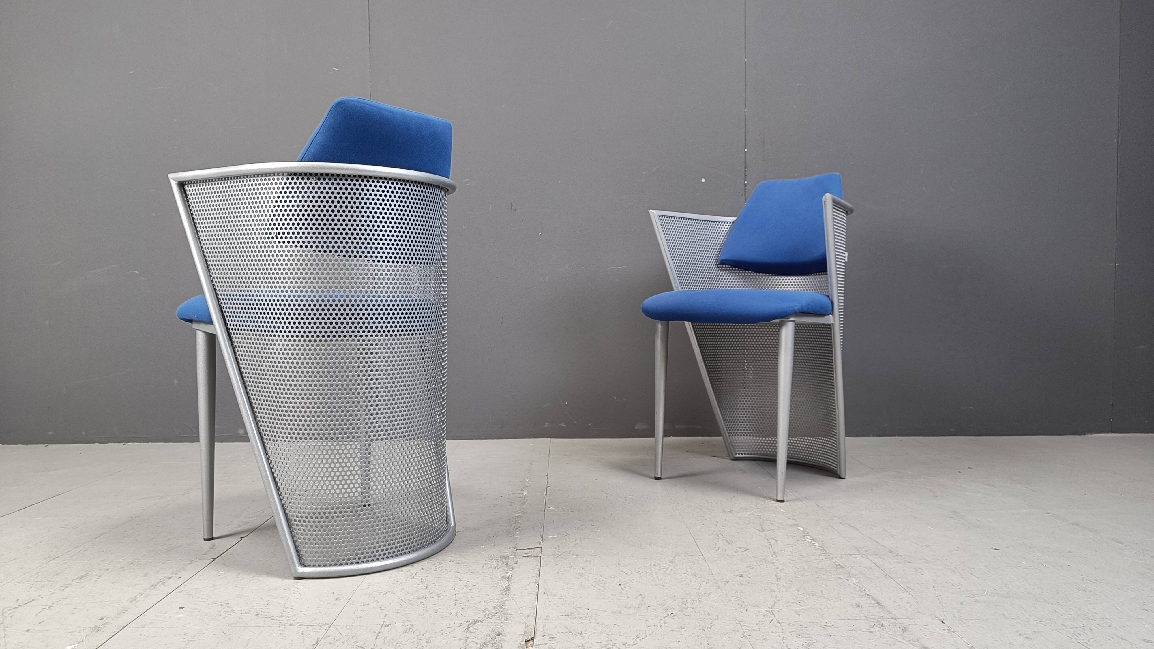 Set of 6 postmodern dining chairs, 1980s