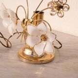 Set of 2 Murano Table Light White Flowers, 1970s