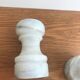 Vintage white marble salt/pepper/mustard shaker set