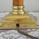 Tall French Mid Century Table Lamp Square Base With Beige and Gold Shade