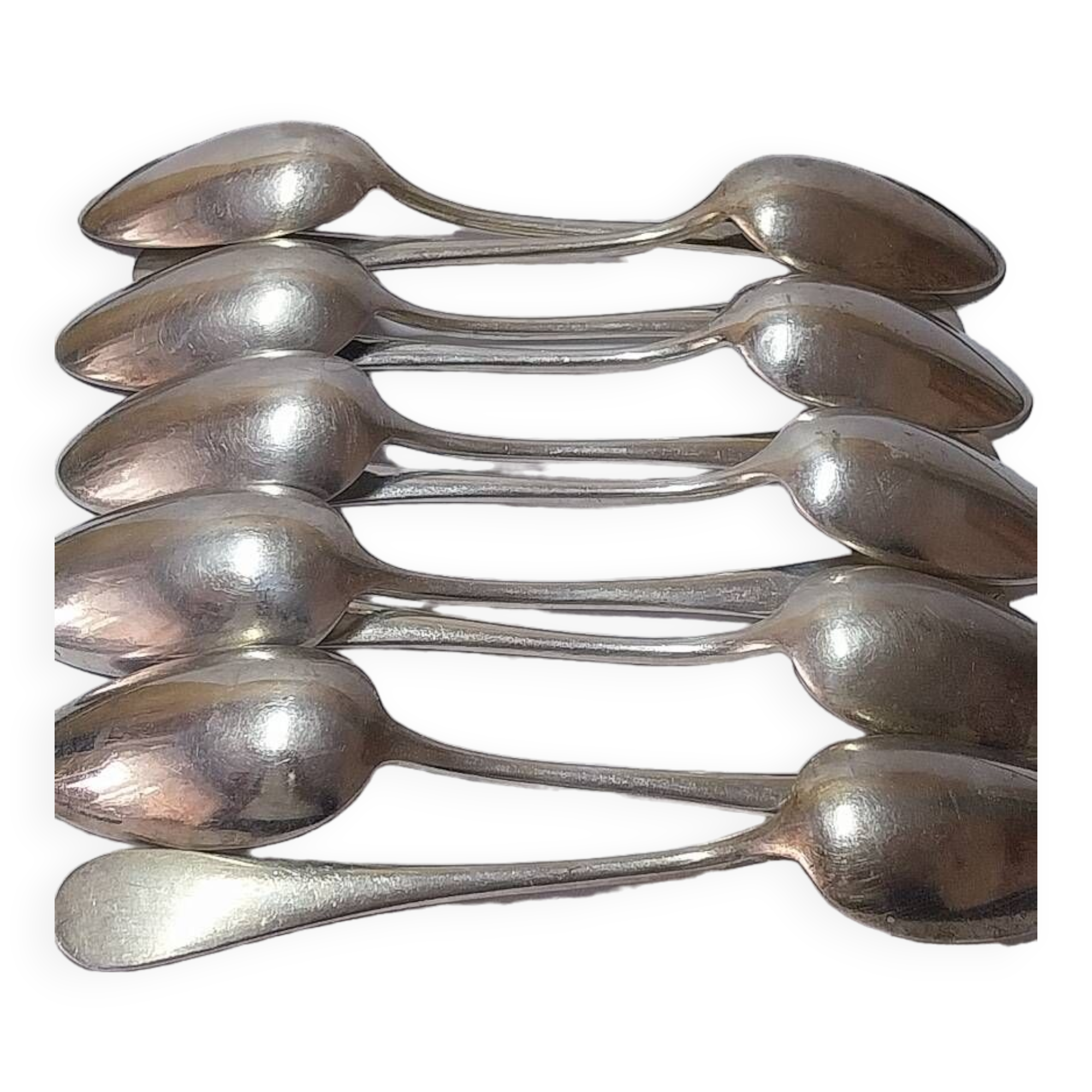 10 dessert spoons White Silver Metal