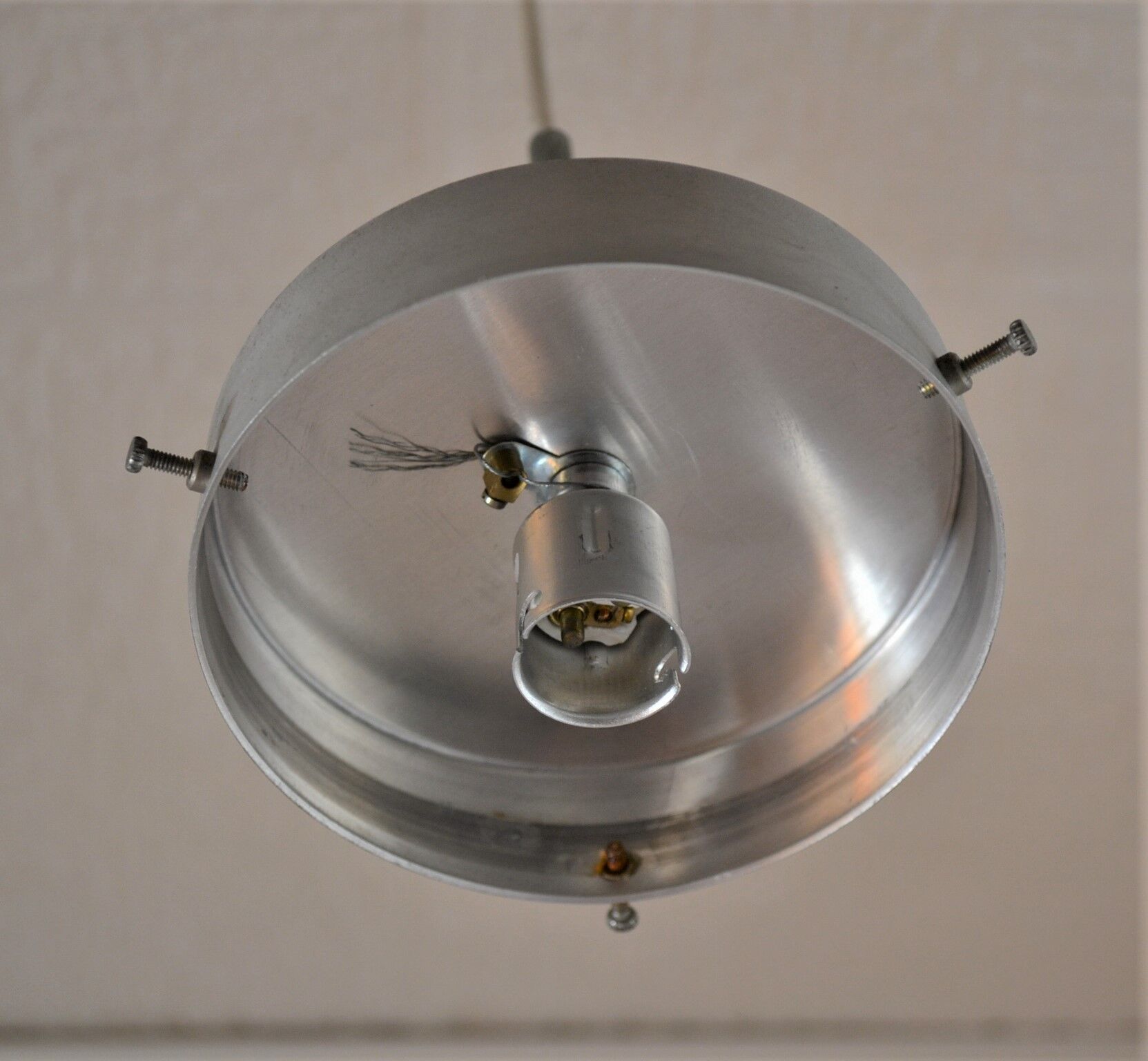 Blown glass globe hanging lamp 1970