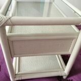 Rattan and canning bedside table
