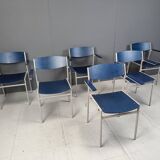 Minimalist Metal and Plywood Stackable Armchairs by Gijs Van Der Sluis, Set of 6