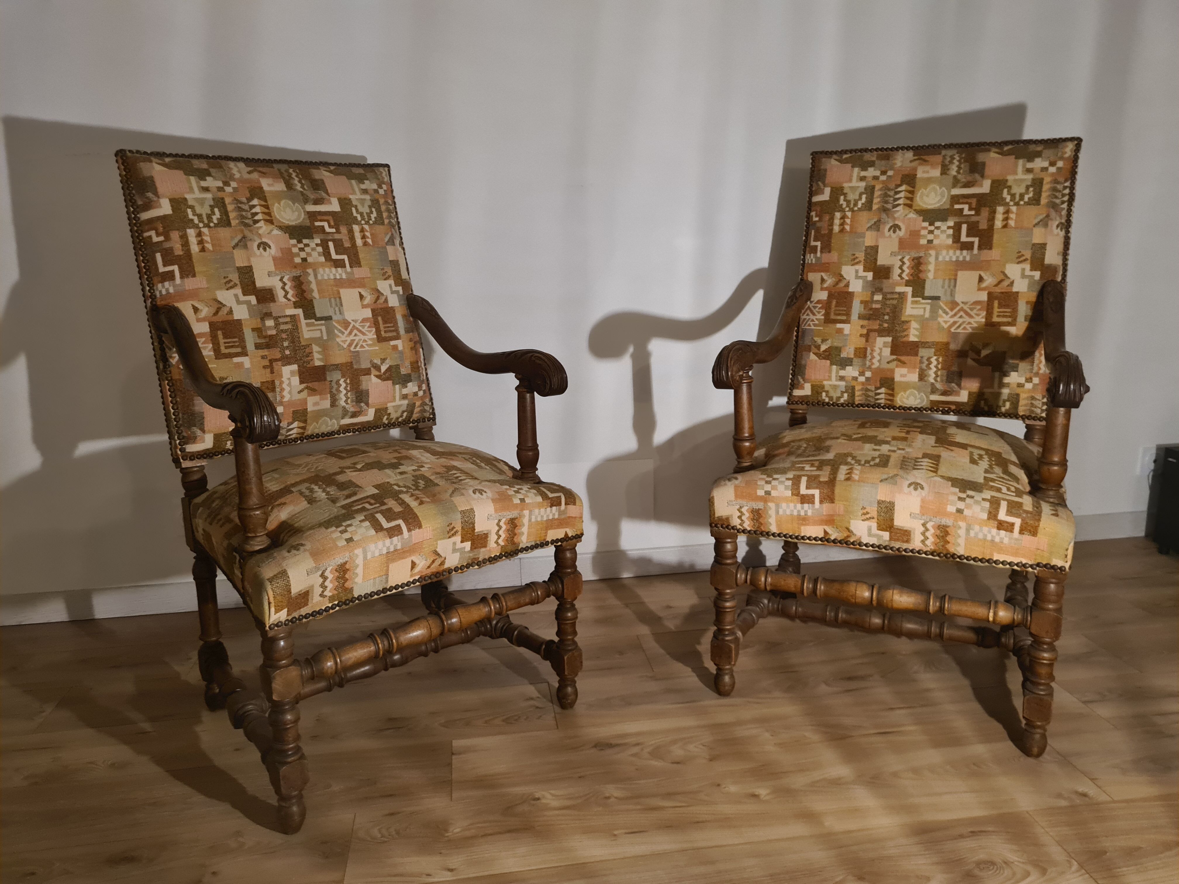 Pair of Louis XIII armchairs