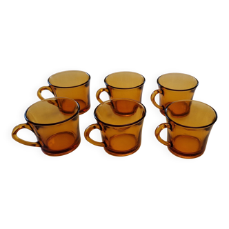 Vintage Smoked Amber Glass Coffee Set