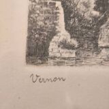 Painting print engraved Léopold Robin etching Vernon impressionist painter
