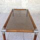 Table design bass, vintage, 70s wood and smoked glass