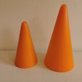 Table lamps, model Teepee, from the 80s in double-layer glass (orange and milky white)