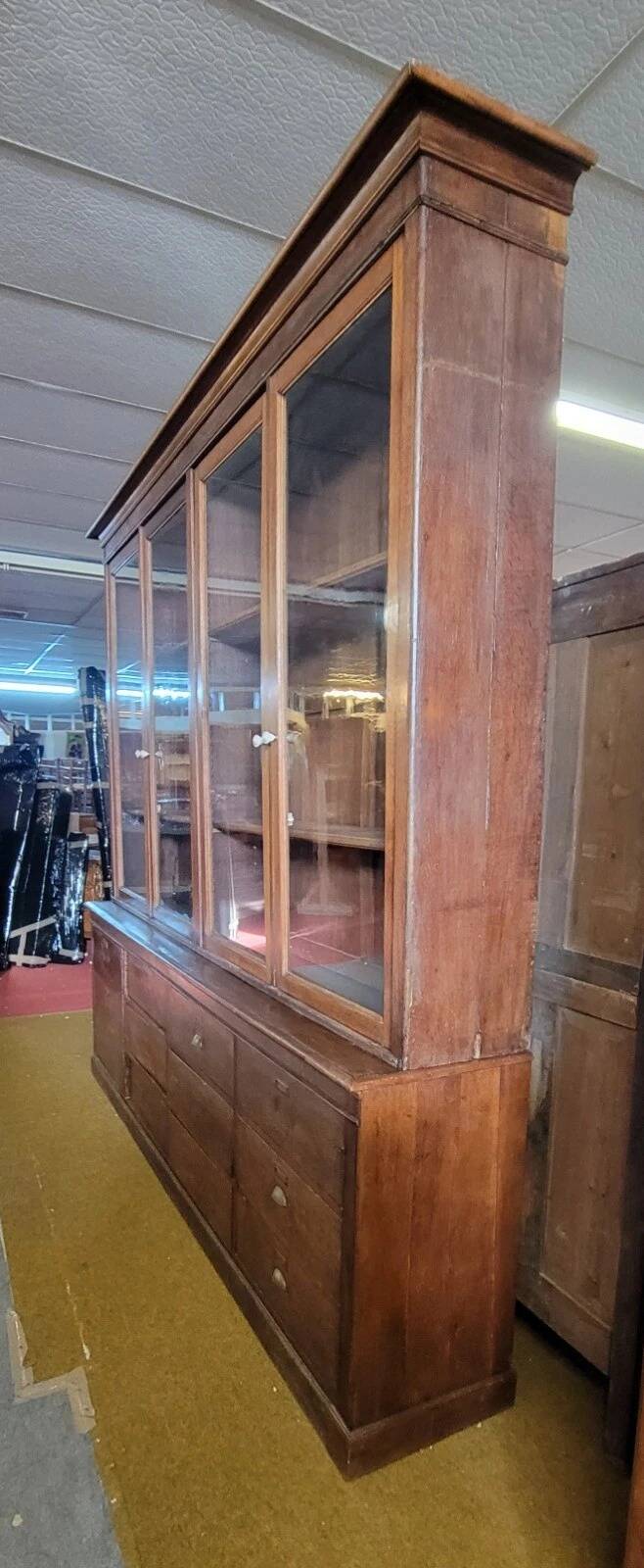 Large, generously sized solid oak display case