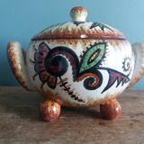 Covered pot workshop Paul Fouillen Quimper signed Maurice Fouillen