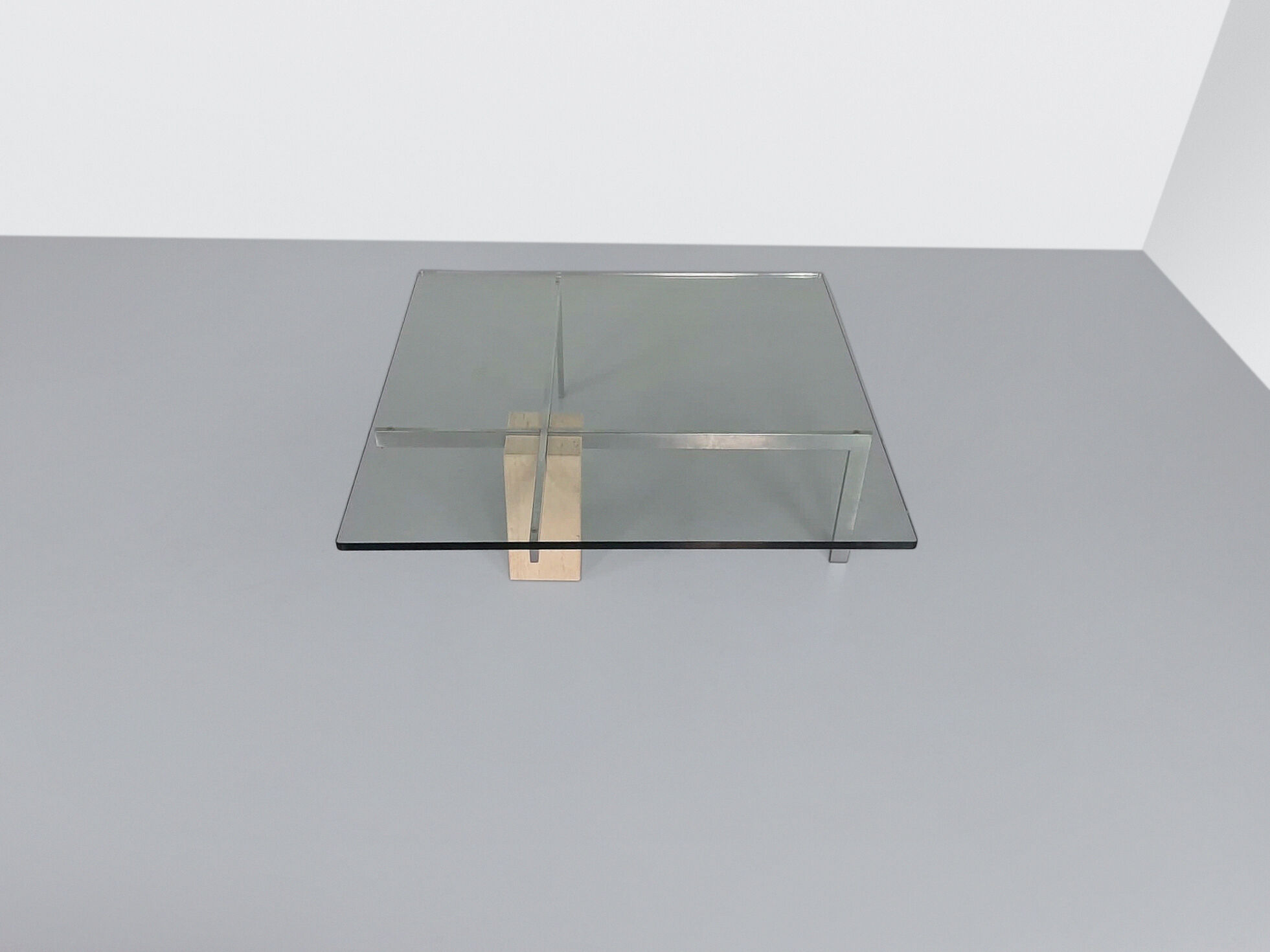 KW-1 glass and travertine coffee table by Hank Kwint for Metaform 1980s
