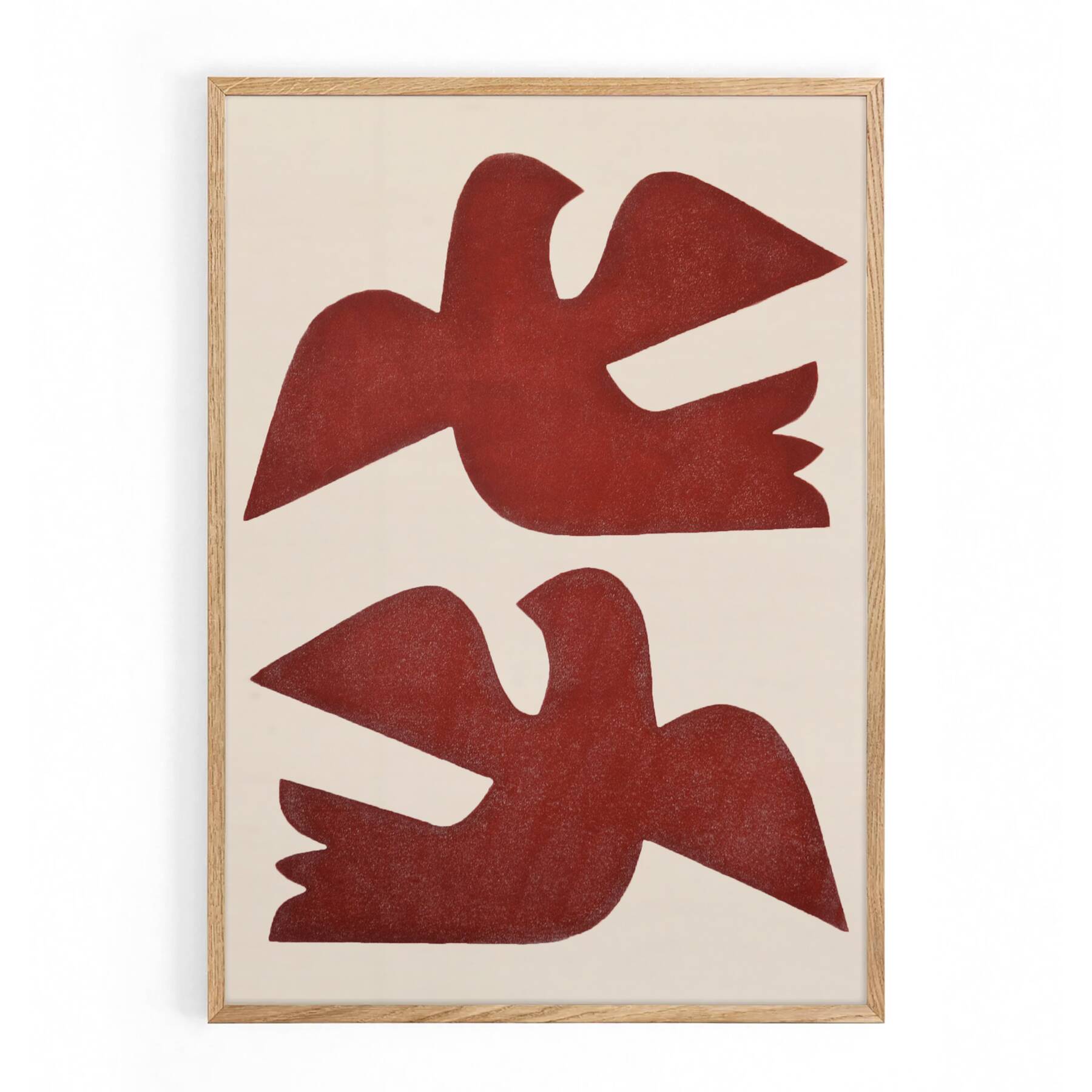 Framed painting on paper - Birds painting 50x70cm - signed Eawy