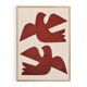 Framed painting on paper - Birds painting 50x70cm - signed Eawy