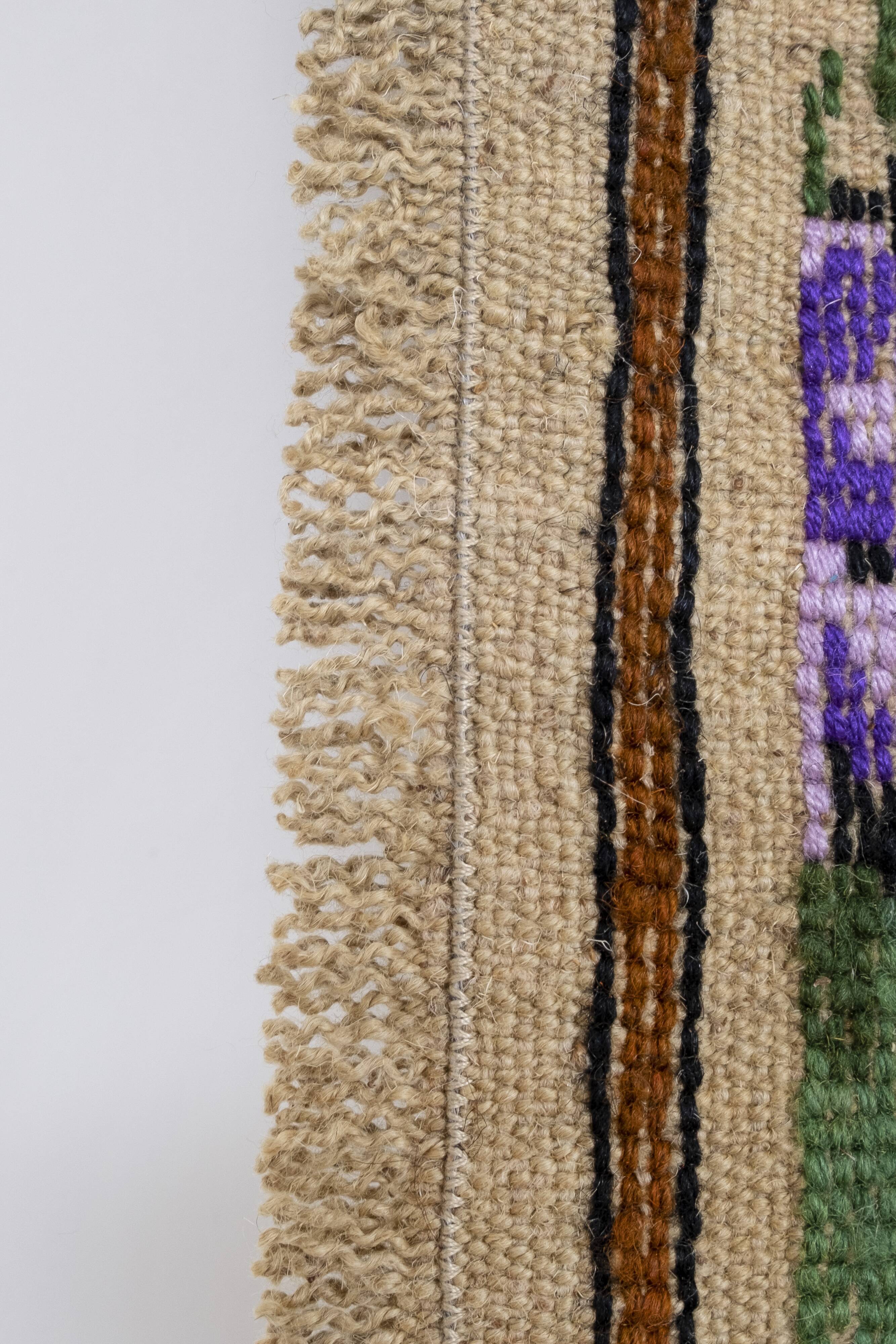 Handwoven Floral Pattern Needlepoint Kids Kilim Rug, Wall Hanging Turkish