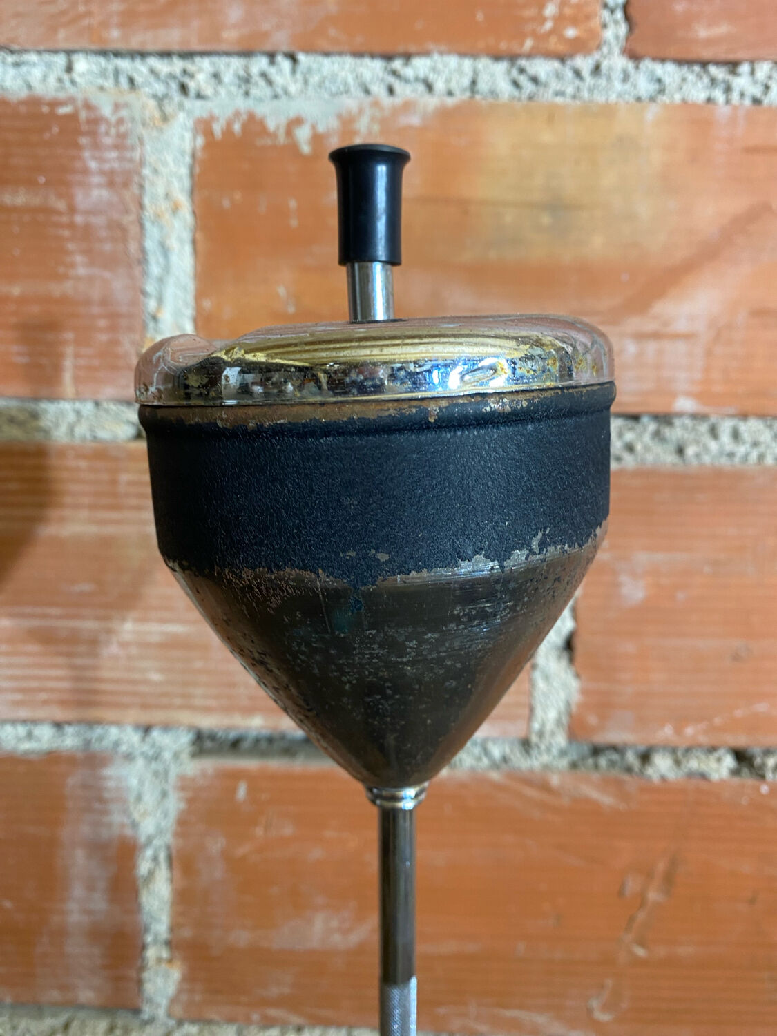 Vintage Cast Iron Stand Ashtray + Chrome Metal Arm