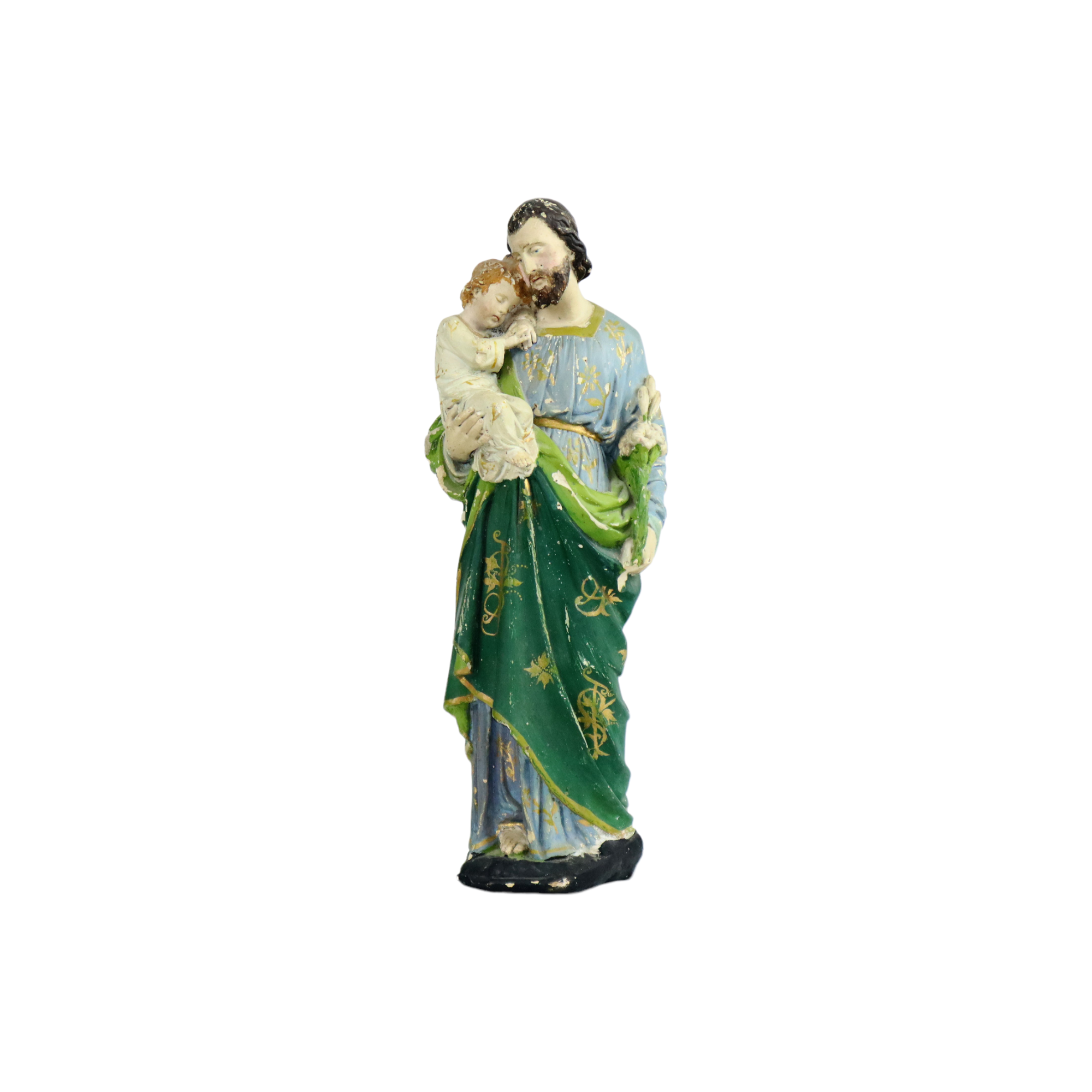 Statue sculpture Saint Joseph avec bébé Jésus plâtre