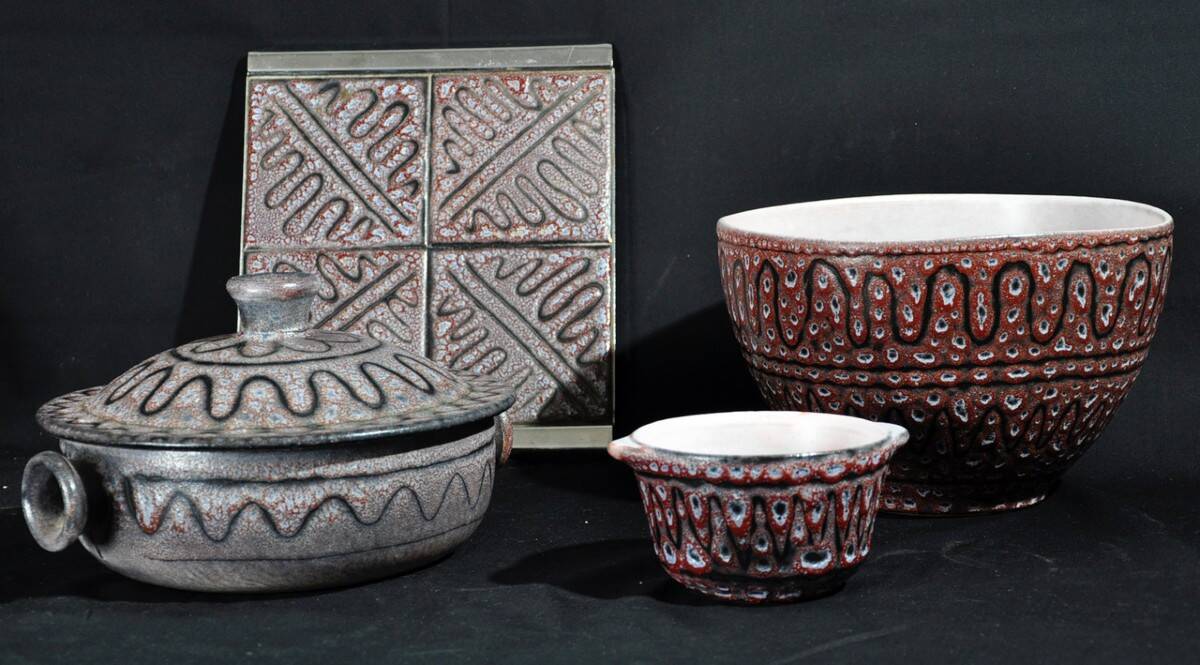 Ceramic set signed Jean Austruy circa 1970
